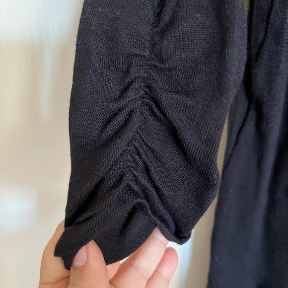 Alfani black crew neck sweater tunic with gold zipper‎ pockets Petite Large LP - Picture 3 of 6